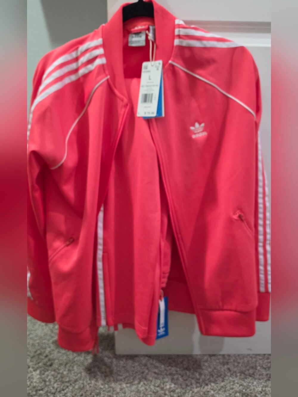 Adidas Coral Three-Stripe Track Jacket And Pants Suit